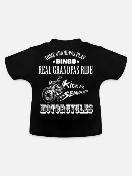 Biker Opa Rentner Großvater Motorrad Chopper - Økologisk T-shirt til baby, rund hals - sort