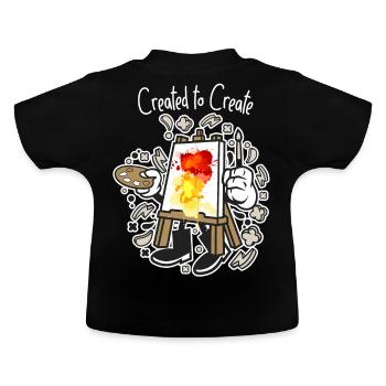 Canvas art easel Created to create - Baby Organic T-Shirt with Round Neck - black - Back