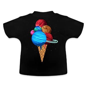Eis Eiscreme Space Planet Sonnensystem Galaxis - Baby Bio-T-Shirt mit Rundhals - Schwarz - Hinten