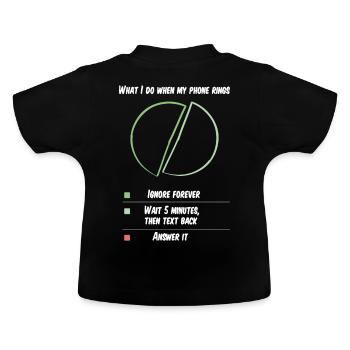 Lustiger introvertierter antisozialer Telefonanruf - Baby Bio-T-Shirt mit Rundhals - Schwarz - Hinten