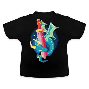Niedliche Drachenfantasieschwert Mythische Kreatur - Baby Bio-T-Shirt mit Rundhals - Schwarz - Hinten