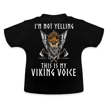 Ich schreie nicht, dass dies meine Wikingerstimme - Baby Bio-T-Shirt mit Rundhals - Schwarz - Hinten