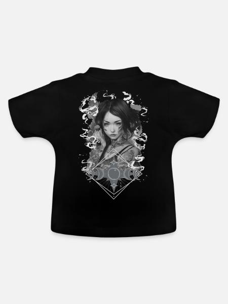 Okkulte Hexenmondphase Gothic Wicca Mondästhetik - Baby Bio-T-Shirt mit Rundhals - Schwarz
