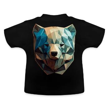 Niedliche Bärengesicht Polygon niedrige Polybären - Baby Bio-T-Shirt mit Rundhals - Schwarz - Hinten