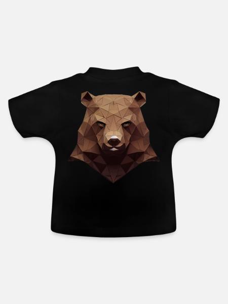 Polygonbärenkopf niedrige Polybären - Baby Bio-T-Shirt mit Rundhals - Schwarz
