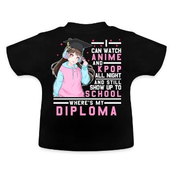 Sehen Sie sich Anime und KPOP die ganze Nacht über - Baby Bio-T-Shirt mit Rundhals - Schwarz - Hinten