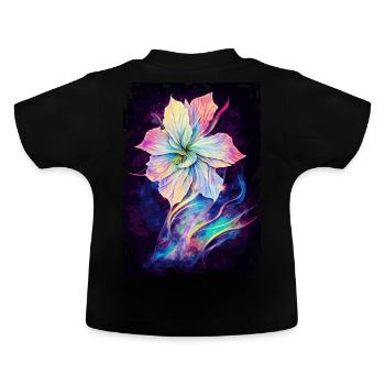 Himmelsblumenblumenflächen -Raum -Aquarell Galaxie - Baby Bio-T-Shirt mit Rundhals - Schwarz - Hinten
