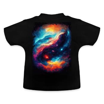Space Galaxy Aquarell Nebel Muster - Baby Bio-T-Shirt mit Rundhals - Schwarz - Hinten