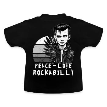 Friedensliebe Rockabilly Retro Psychobilly Greaser - Baby Bio-T-Shirt mit Rundhals - Schwarz - Hinten