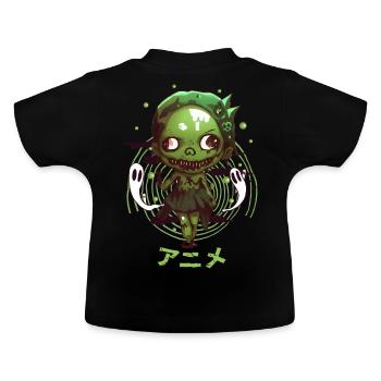 Horror Zombie Chibi gruseliger Pastell Goth Anime - Baby Bio-T-Shirt mit Rundhals - Schwarz - Hinten
