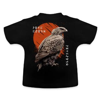 Buzzard Celtic Viking Runes Norse Mythology Bird - Baby Organic T-Shirt with Round Neck - black - Back