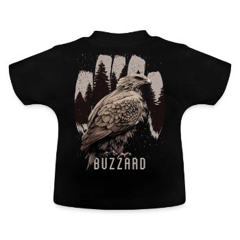 Buzzard Bird Watching Vintage Ornithologist - Baby Organic T-Shirt with Round Neck - black - Back