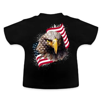 Patriotic Eagle US American Flag Bald Eagle USA - Baby Bio-T-Shirt mit Rundhals - Schwarz - Hinten