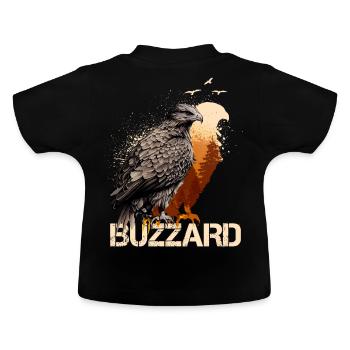 Buzzard Scavenger Vulture Bird Vintage Forest - Baby Organic T-Shirt with Round Neck - black - Back