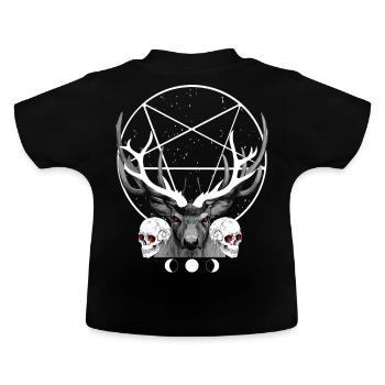 Satanic Deer Pentagram Gothic Skull Evil Buck - Baby Bio-T-Shirt mit Rundhals - Schwarz - Hinten