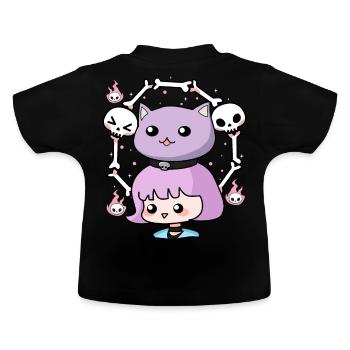 Cute Wiccan Cat Gothic Girl Pastel Goth Anime Aest - Baby Bio-T-Shirt mit Rundhals - Schwarz - Hinten