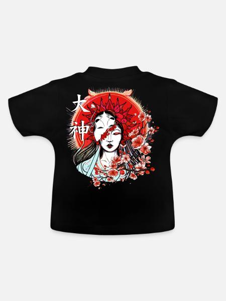 Amaterasu Oni Mask Japanese Mythology Goddess - Baby Bio-T-Shirt mit Rundhals - Schwarz