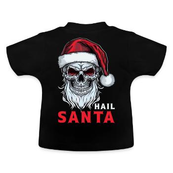 Hail Santa Claus Skull Skeleton Heavy Metal Christ - Baby Bio-T-Shirt mit Rundhals - Schwarz - Hinten