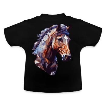 Geometric Horse Head Abstract Polygonal Horse Ridi - Baby Bio-T-Shirt mit Rundhals - Schwarz - Hinten