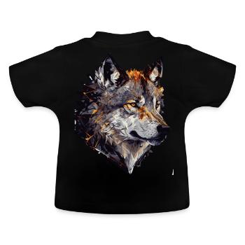 Geometric Wolf Head Abstract Polygonal - Baby Bio-T-Shirt mit Rundhals - Schwarz - Hinten