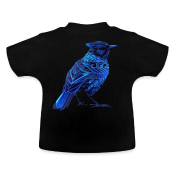 Geometric Blue Jay Bird Colorful Abstract Bird Lov - Baby Bio-T-Shirt mit Rundhals - Schwarz - Hinten