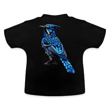 Geometric Blue Jay Bird Colorful Abstract Birding - Baby Bio-T-Shirt mit Rundhals - Schwarz - Hinten