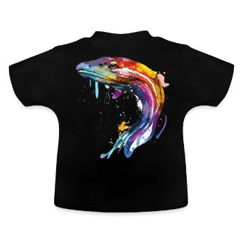 Aquarelle Anguille colorée Pêche en eau douce Plein air - T-shirt bio col rond Bébé - noir - Dos