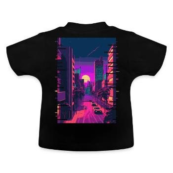 Ville Japonaise Indie Esthétique Glitch Art 80s 90s V - T-shirt bio col rond Bébé - noir - Dos