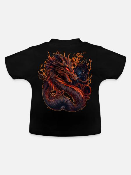 Fire Dragon Zodiac Horoscope Chinese Astrology - Baby Bio-T-Shirt mit Rundhals - Schwarz