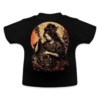 Ancient Japan Deity Benzaiten Buddhist Shinto Kami - Baby Organic T-Shirt with Round Neck - black - Back