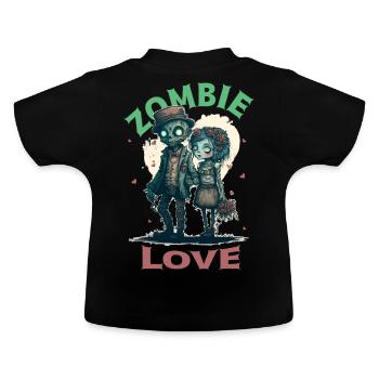 Zombie Love Cute Horror Undead Couple Valentine's - Baby Bio-T-Shirt mit Rundhals - Schwarz - Hinten