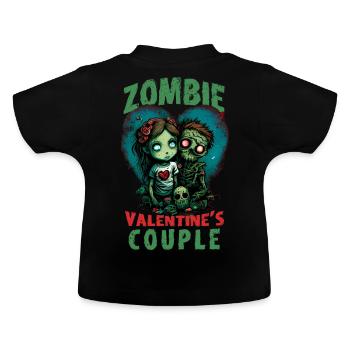 Zombie Valentines Couple Cute Anime Chibi Zombies - Baby Bio-T-Shirt mit Rundhals - Schwarz - Hinten