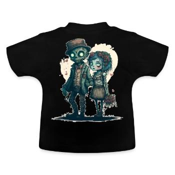 Creepy Zombie Undead Couple Steampunk Horror Valen - Baby Bio-T-Shirt mit Rundhals - Schwarz - Hinten