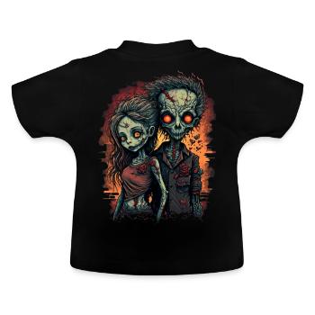 Creepy Zombie Couple Apocalyptic Horror Valentine' - Baby Bio-T-Shirt mit Rundhals - Schwarz - Hinten