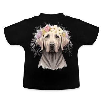 Mignon Labrador Retriever Fleur Couronne Chien de compagnie Flora - T-shirt bio col rond Bébé - noir - Dos