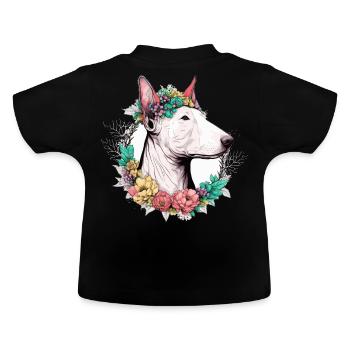 Mignon Bull Terrier Fleur Couronne Chien de Compagnie Race Flora - T-shirt bio col rond Bébé - noir - Dos