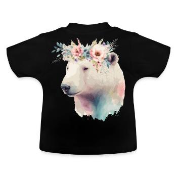 Mignon Ours Polaire Fleur Couronne Animal Lovers - T-shirt bio col rond Bébé - noir - Dos