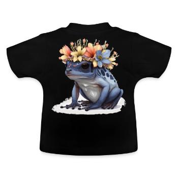 Cute Poison Dart Frog Flower Crown Amphibian Lover - Baby Bio-T-Shirt mit Rundhals - Schwarz - Hinten