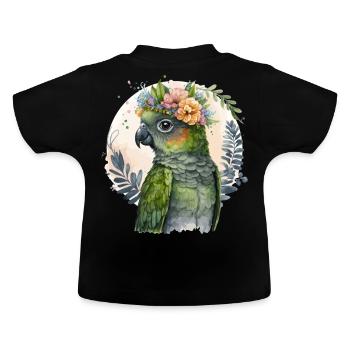 Cute Conure Parrot Bird Flower Crown Pet Birds - Baby Organic T-Shirt with Round Neck - black - Back