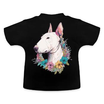 Mignon Bull Terrier Fleur Couronne Chien de Compagnie Race Flora - T-shirt bio col rond Bébé - noir - Dos