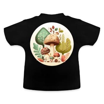Cottagecore Mushrooms Botanical Floral Forest Plan - Baby Organic T-Shirt with Round Neck - black - Back