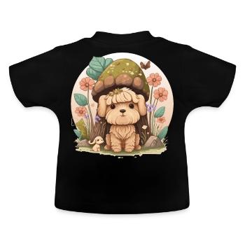 Cottagecore Mignon Bébé Chien Kawaii Puppy Anime Flora - T-shirt bio col rond Bébé - noir - Dos