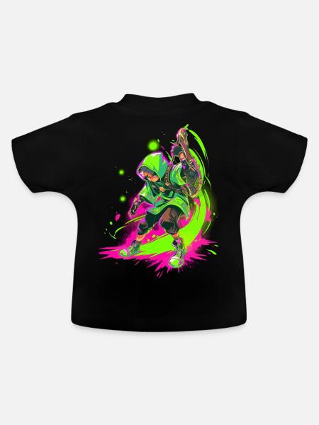 Legendärer Waldjunge im SplashArt Gaming-Design - Baby Bio-T-Shirt mit Rundhals - Schwarz