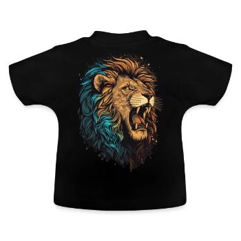 Lion Wild Cat Portrait Wildlife Lover - Baby Bio-T-Shirt mit Rundhals - Schwarz - Hinten