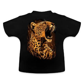 Cheetah Wild Cat Illustration Wildlife Lover - Baby Bio-T-Shirt mit Rundhals - Schwarz - Hinten