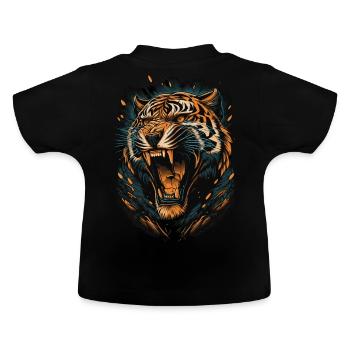 Tiger Wild Cat Portrait Wildlife Lover - Baby Bio-T-Shirt mit Rundhals - Schwarz - Hinten