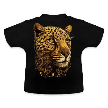Cheetah Illustration Wild Cat Wildlife Lover - Baby Bio-T-Shirt mit Rundhals - Schwarz - Hinten