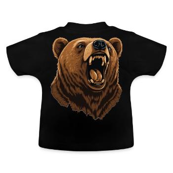 Brown Bear Grizzly Bear Portrait Bear Lover - Baby Bio-T-Shirt mit Rundhals - Schwarz - Hinten