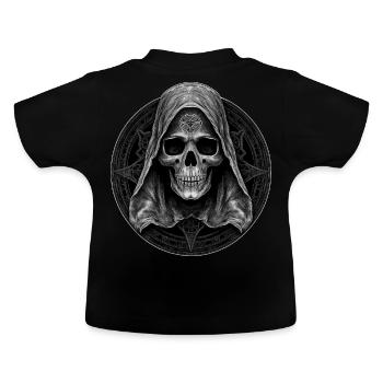 Unholy Satanic Grim Reaper Occult Skull Goth - Baby Bio-T-Shirt mit Rundhals - Schwarz - Hinten