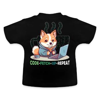 Code Fetch Sip Repeat Coffee Binary Shiba Inu Prog - Baby Bio-T-Shirt mit Rundhals - Schwarz - Hinten